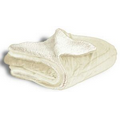 Micro Mink Sherpa Blanket 50"X60" (Embroidered)--Cream Ivory ***FREE RUSH***